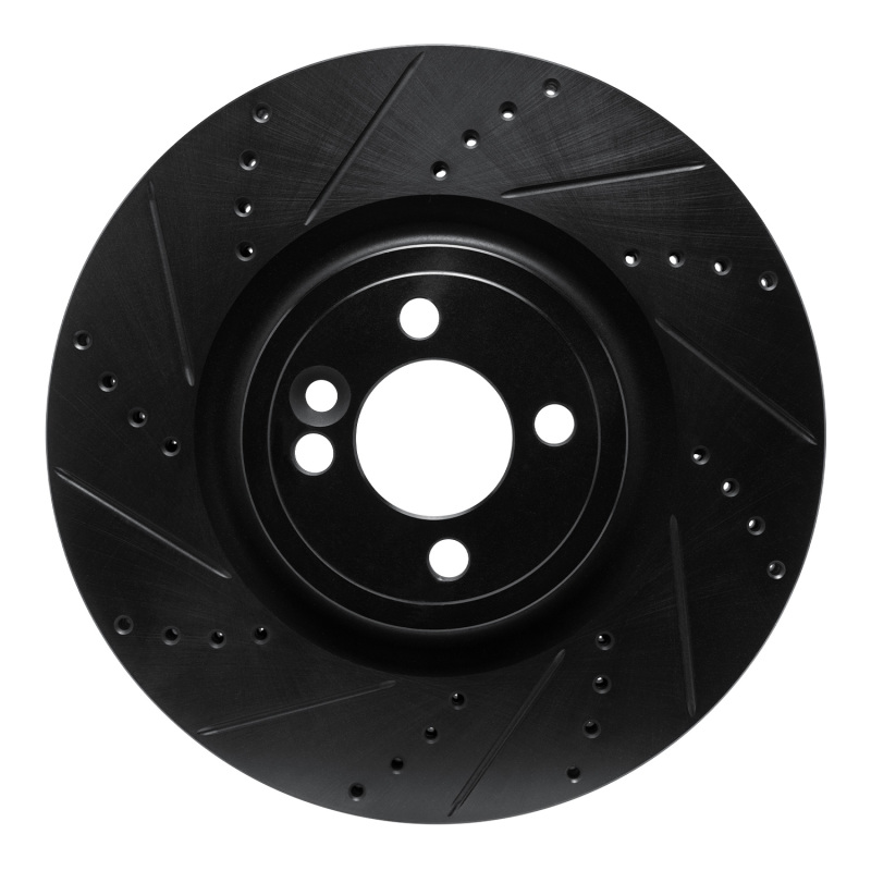 Mini Cooper Brake Rotor (1) - Front Left - R1 Concepts - Drilled & Slotted - Black - 2013